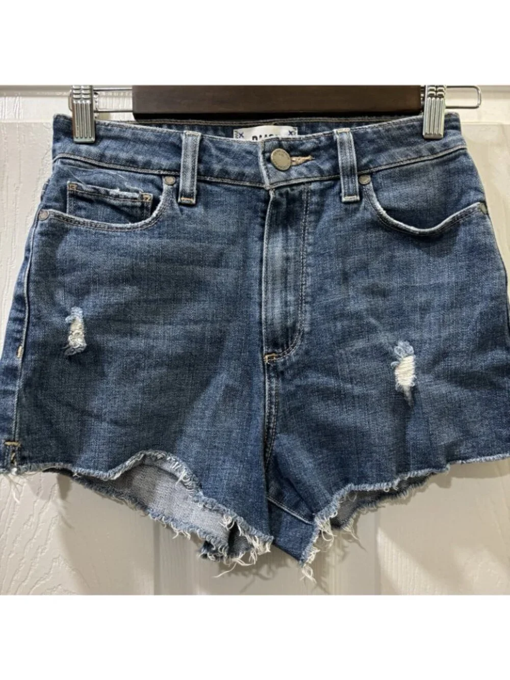 Paige Denim  Margot Short Dark Wash High Waisted Orna Destructed Size 26